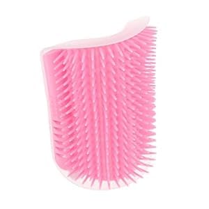 Cat Self Groomer โ Wall Corner Grooming Brushes for Cats and Small Pets โ Soft Silicone Massage Brush for Shedding Control and Face Rubbing (Pink)