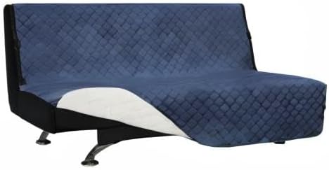 Easy-Going Futon Slipcover - Reversible Armless Sofa Cover - Water Resistant - Pets & Kids - Dark Blue/Ivory