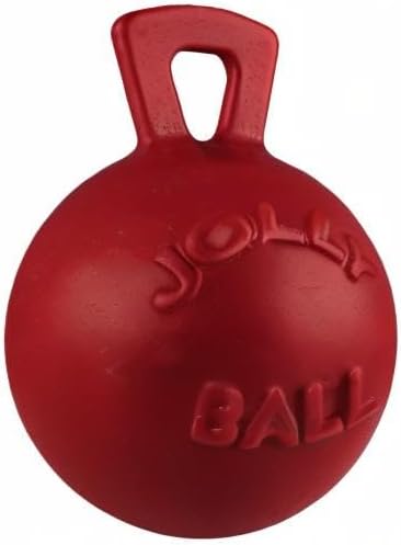 Jolly Pets Tug-n-Toss Heavy Duty Dog Toy Ball with Handle, 8 Inches/Large, Red (408 RD)