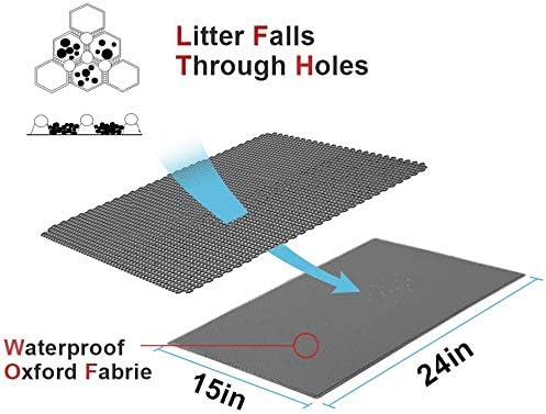 Pieviev Cat Litter Mat Double Layer Waterproof Urine Proof Trapping Mat 1 Pack (Black, 24x15 Inch (Pack of 1))