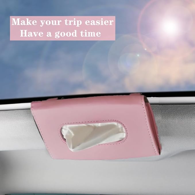 YVPSI Car Tissue Holder Sun Visor Napkin Holder with Tissue Refill Car Mask Holder PU Leather Tissue Box Tissue Box Holder Hanging Tissue Holder Mask Dispenser for Car