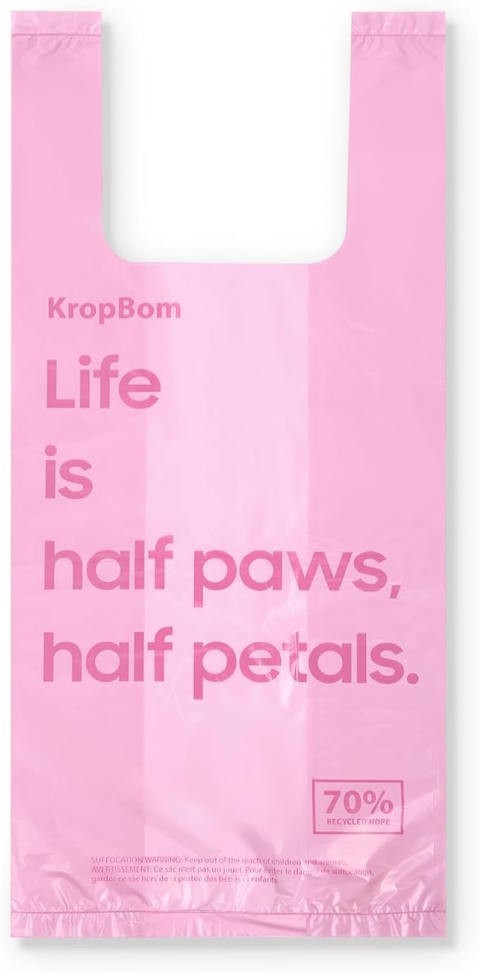 125 Count Cat Poop Bags Cherry Blossom Scented with Handles, Disposable Litter Bags for Pet Poop, Extra-Thick Dog Kitty Waste Bags Easy Tie Leak-Proof Strengthen, Pink