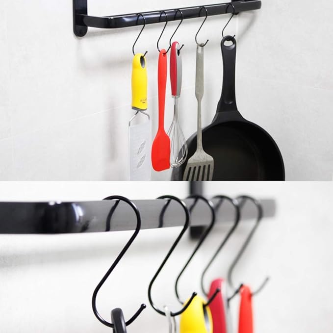 10 Pack 4.7 Inches Extra Large S Shape Hooks Heavy-Duty Metal Hanging Hooks Apply Kitchenware Bathroom Utensils Plants Towels Gardening Multiple uses Tools(Black)