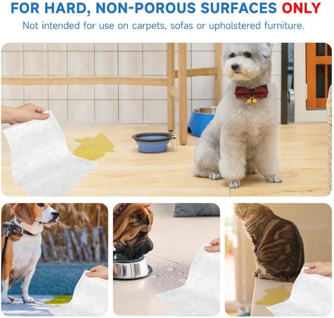 L&W BROS. Easy Clean Pet Quick Absorbent Sheets – Innovative Solution for Mess-Free Cleanup Not Traditional Pee Pads, 12"x10" for Urine and Pet Stain & Odor Remover (120 PCS)