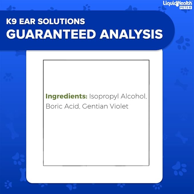 LIQUIDHEALTH Pets K9 Dog Ear Cleaner Wash Solutions - Infection Cleaning Hygiene Treatment Liquid Drops for Dogs, Canines, Puppies - for Use After Swimming or Bathing - Made in The USA (8 oz, 1Pack)