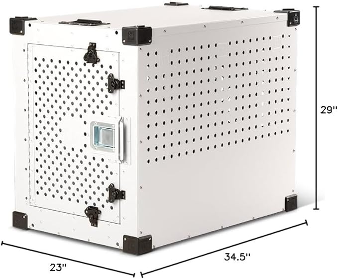 Impact Indestructible High Anxiety Crate for Intermediate Dogs - Heavy Duty Escape Proof Indoor Dog Kennel with Powder-Coated Aluminum - Ideal for Escape Artists (White, 34" (34.5" L x 23" W x 29" H)