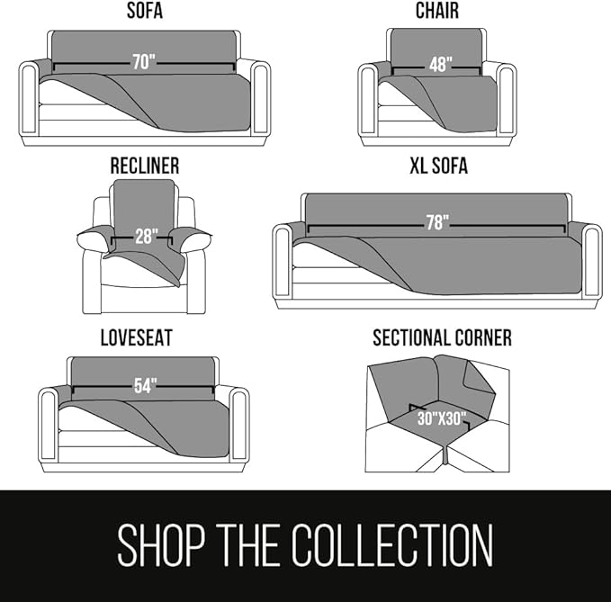 Sofa Shield Couch Slip Cover with Patented Strap, Cushion Protector, US Designed Reversible Stain and Dog Tear Resistant Slipcover, 78 inch Seat, Washable Covers for Dogs Pets Kids, Charcoal