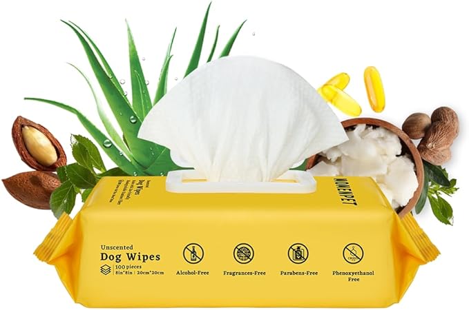 MOMENPET 3-in-1 Pet Wipes for Dogs & Cats, Cleaning, Hydrating, Grooming Wipes for Paws, Body, Eyes, Ears and Butt, Unscented, 400 Count