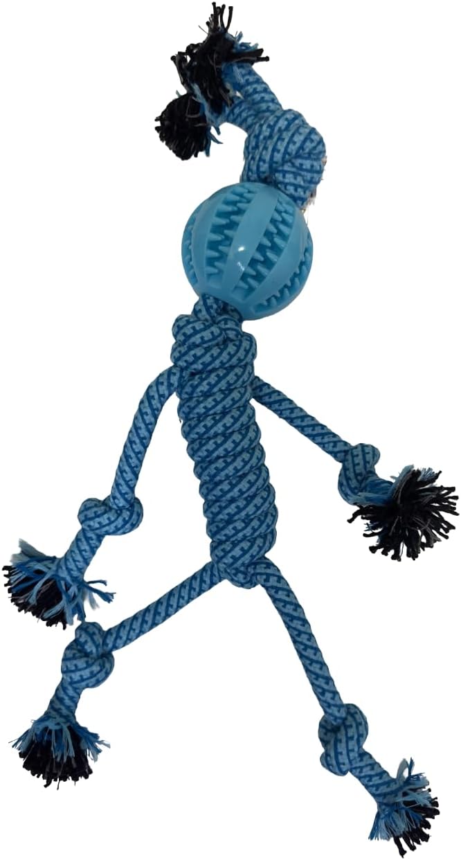 DOGGIE HUSH 18 Inch Blue Knotted Rope Dog Toy, Interactive Chew Toy for All Breeds