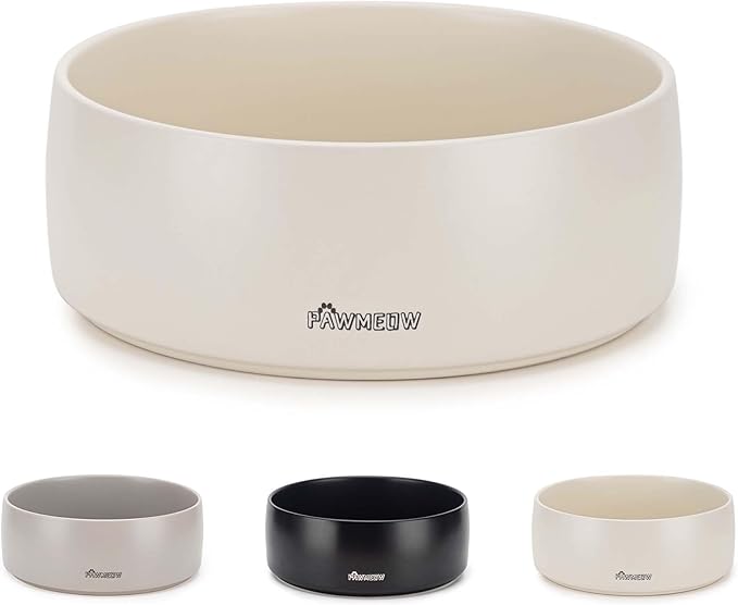 Ceramic Dog Bowls,8 Inch Large Ceramic Dog Bowl,Spill Proof, Heavy Modern Pet Feeding Bowl for Medium-Sized Dogs and Large Breed(64 oz) Beige