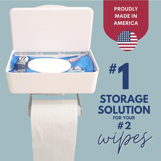 Wipe Holder for Bathroom – Adhesive Wall Mount Organizer for Wet Wipes – Bathroom Toilet Wipes Shelf & Baby Wipe Holder Dispenser, Organize Feminine Products – Black, 1 Pack
