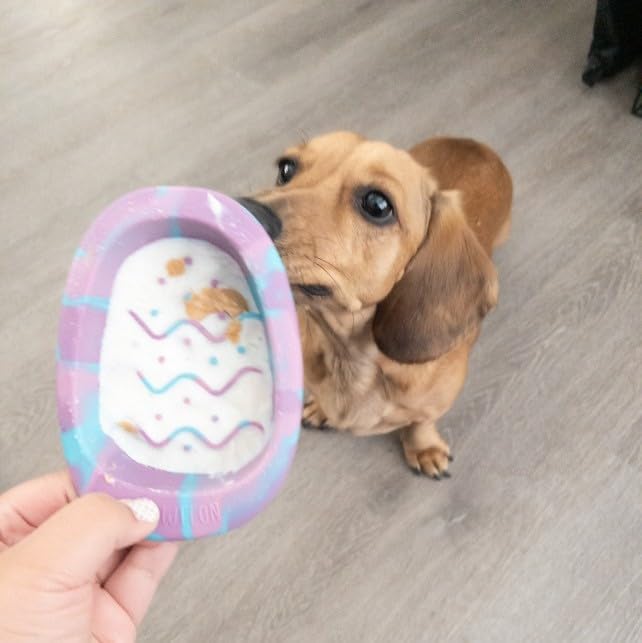 CHEWFFON Interactive Dog & Cat Lick Mat Bowls, BPA-Free Silicone Dog Slow Feeder with Suction Cups, Non Slip Bowl for Dogs and Cats, Reduces Boredom and Anxiety, Dishwasher Safe, Cotton Candy Small