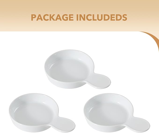 Ceramic Wide Whisker Friendly Cat Dishes, Set of 3 Ceramic Cat Bowls with Handle, Anti-Slip Indoor Kitten Feeding Food& Water Dish to Prevent Whisker Fatigue(3 Pcs, White)
