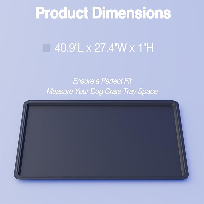 Durable Dog Kennel Tray ChewProof Replacement 41" - Easy Clean Super Composite Pan for Metal Cage - Tough Floor Liner for Pet Kennel Crates