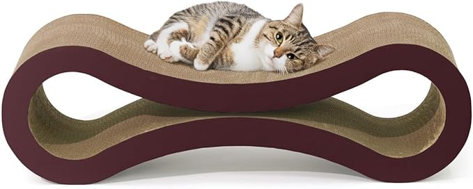 Infinity Cat Scratcher Lounger, Reversible Scratcher, Infinity Cat Cardboard Scratcher, Large Cat Scratching Pad, Scratching Board, Scratcher Lounge Bed for Indoor Cats, Brown