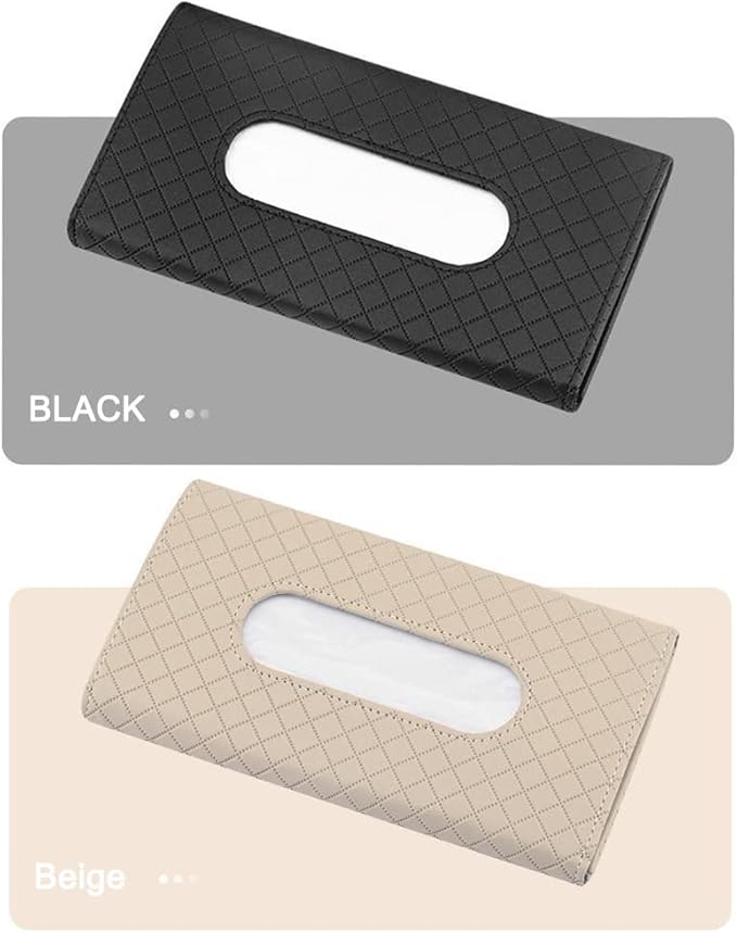 Car Sun Visor Tissue Holder, Car Napkin Holder, Premium PU Leather, Mask Holder for Sun Visor Vehicle, with Tissue Refill, Beige