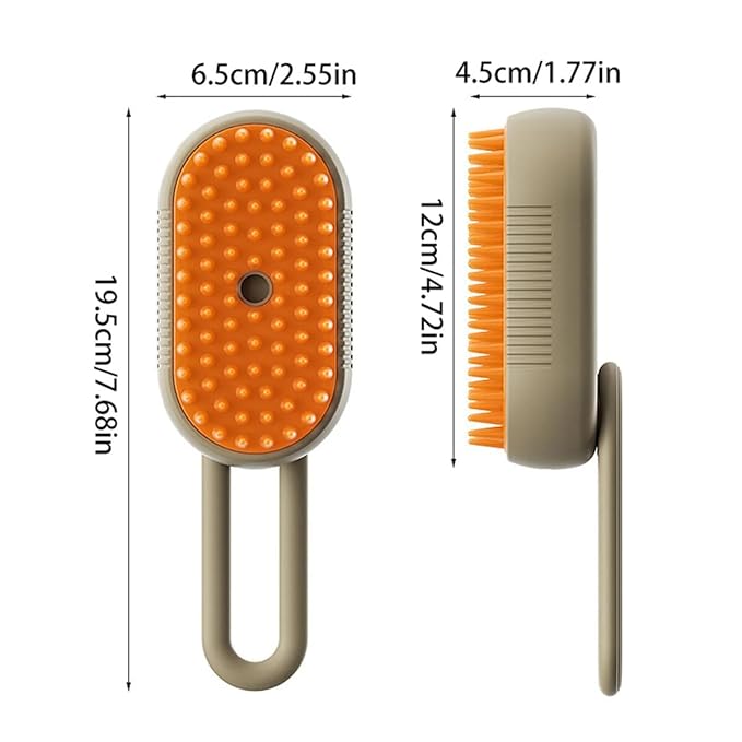 Cat Steam Brush, 3 in 1 Pet Steam Cats Brushes Rechargeable Anti-Static Grooming Brushe, Vibration Massage Cleaning Shedding & Combing Multifunctional Hair Removal Comb for Cats Dog (Khaki)