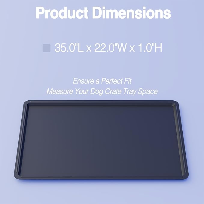 Durable Dog Kennel Tray ChewProof Replacement 35" - Easy Clean Super Composite Pan for Metal Cage - Tough Floor Liner for Pet Kennel Crates