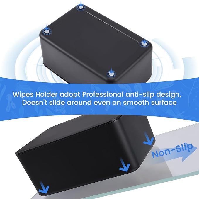 2 Pack Lijroavy Baby Wipes Dispenser, Baby Wipe Holder for Fresh Wipes, Non-Slip Baby Wipes Container, Refillable Wipes Box, Wipes Case with Sealing Design Lid (Black and White)