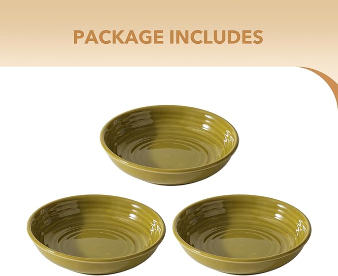 Ceramic Wide Whisker Friendly Cat Dishes, Set of 3 Ceramic Cat Bowls, Anti-Slip Indoor Kitten Feeding Food& Water Dish to Prevent Whisker Fatigue(3 Pcs, Matcha Green)