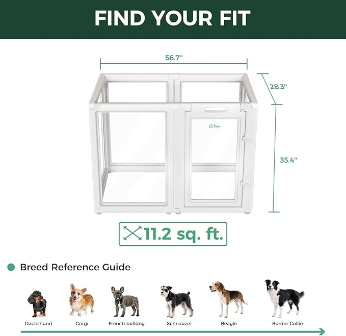 FXW AuraSpace Acrylic Indoor Dog Playpen for Medium Dogs, 35 Inch, 6 Panels, White