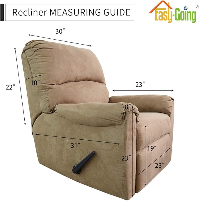 Easy-Going Recliner Stretch Sofa Slipcover Sofa Cover 4-Pieces Furniture Protector Couch Soft with Elastic Bottom Polyester Spandex Jacquard Fabric(Recliner,Silver Gray,Large)