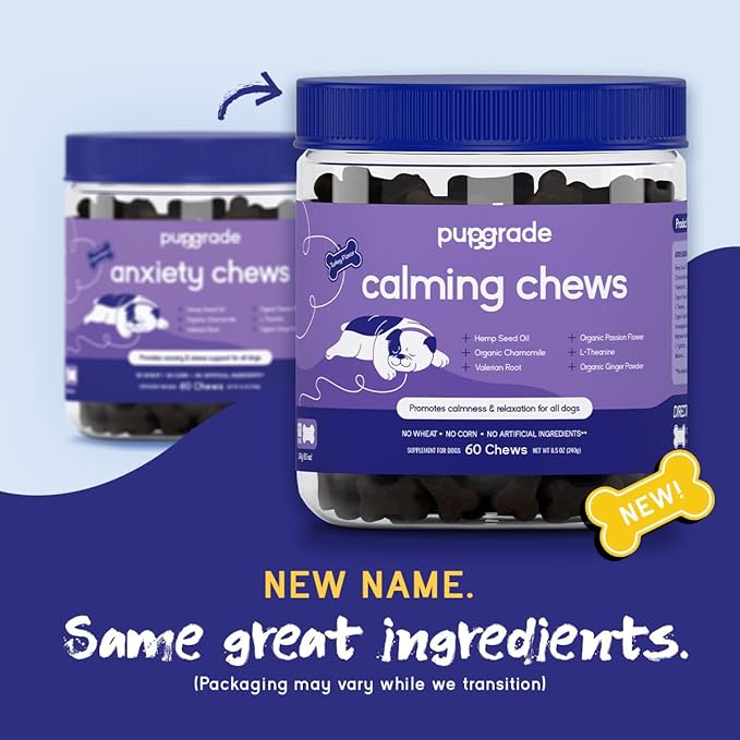 PupGrade Calming Soft Chews - Promotes Relaxation & Helps Manage Stress for All Dogs - Supports Calm Stomachs & Muscles - No Wheat, Corn, or Artificial Ingredients - Meat Flavored - 60 Soft Chews