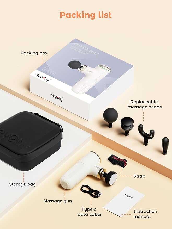 A1 Super Mini Massage Gun, Percussion Deep Tissues Muscle Massager (Heat-White)