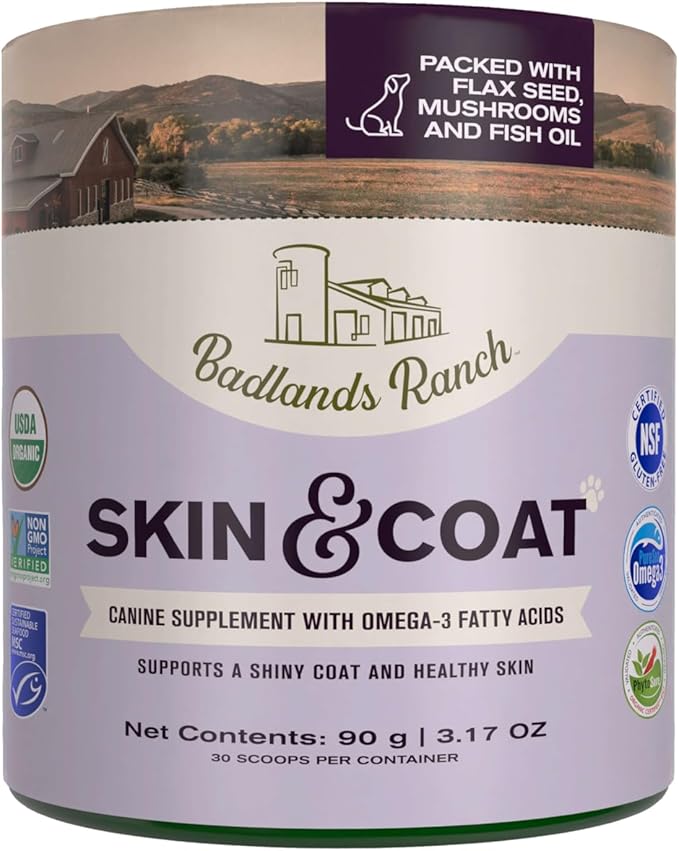 Skin & Coat Canine Supplement w/Omega-3 Fatty Acids, Org. Ingredients, Antioxidant Topper, Nourish Coat &Paws, Joint, Support Shiny Coat & Healthy Skin by Katherine Heigl (30 Scoops)
