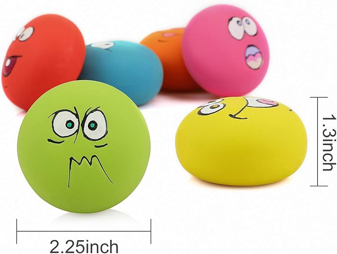 HDSX Smile Face Dog Squeaky Toys Soft Latex Squeak Balls for Puppy Small Pet Dogs 6 Pcs/Set