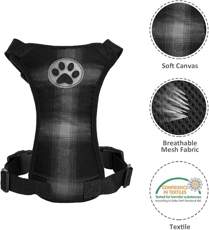SlowTon Dog Seat Belt Harness for Car, Dog Car Harness Adjustable Mesh Breathable & Dog Seatbelt Safety Tether with Elastic Bungee for Small Medium Large Pets