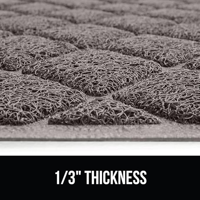 GORILLA GRIP Cat Litter Box Mat, 32x32, Water Resistant, US Designed Kitty Litter Trapping Mats, Easy to Clean, Scatter Control, Less Mess and Clean Floors, Kitten Supplies for Indoor Cats, Gray