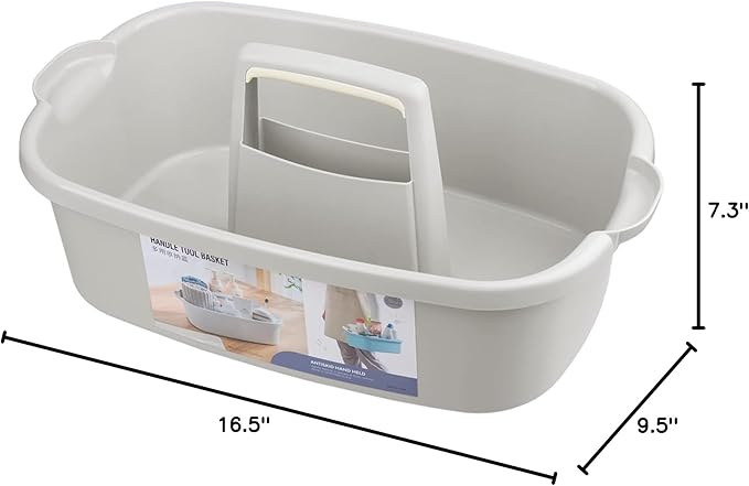 Large Cleaning Supplies Caddy Portable Shower Basket Supply Organizer with Handle Plastic Bucket Tool Storage for Bathroom, Bedroom, Kitchen, College Dorm, Garden, Light Gray 2 Pack