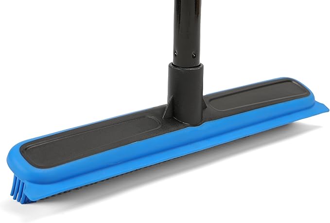 Rubber Broom for Pet Hair Removal Floor Brush with Built in Squeegee (C50900), Indoor & Outdoor Cleaning, Carpet Cleaning, Telescopic Handle Sweeping, Pet Hair Collecting