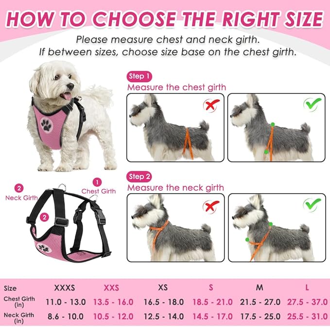 SlowTon Dog Seat Belt Harness for Car, Dog Car Harness Adjustable Mesh Breathable & Dog Seatbelt Safety Tether with Elastic Bungee for Small Medium Large Pets(Pink, Single Clip, XXS)
