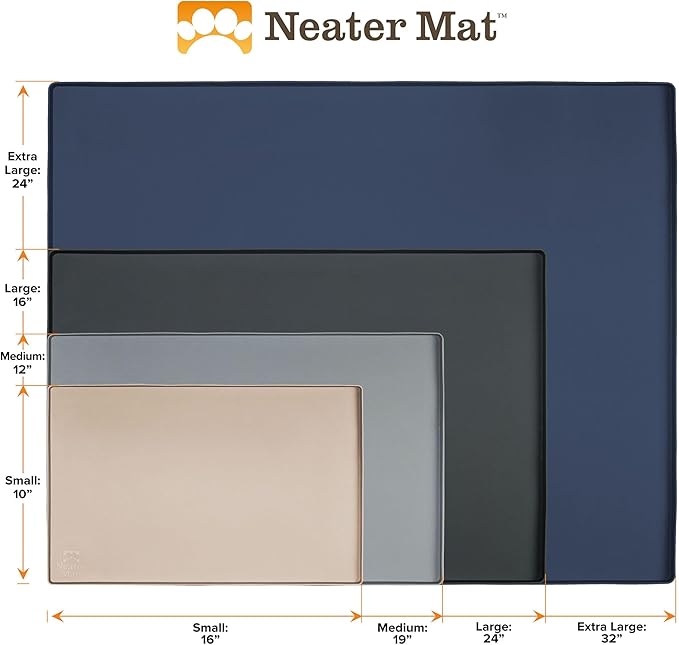 Neater Pet Brands Neater Mat Pet Mats for Food and Water, Cat & Dog Bowl Mat Waterproof Silicone, Feeding Tray, Dog Food Mats for Floors, Placemat w/Raised Edge for Under Bowls, 32" x 24", Aquamarine