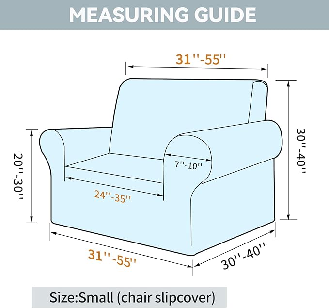 LURKA Stretch Chair Sofa Slipcovers 1 Piece Couch Covers for Sofa Furniture Protector Full Sofa Covers with Elastic Bottom for Kids and Dog (Small,Royal Blue)