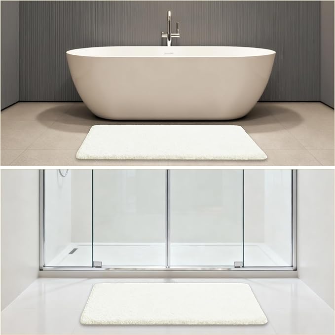 Cream Bathroom Rugs 24"x48" – Long Plush Non-Slip Bath Mat, Absorbent & Washable Microfiber Runner Rug – Perfect for Tub, Sink, or Washroom