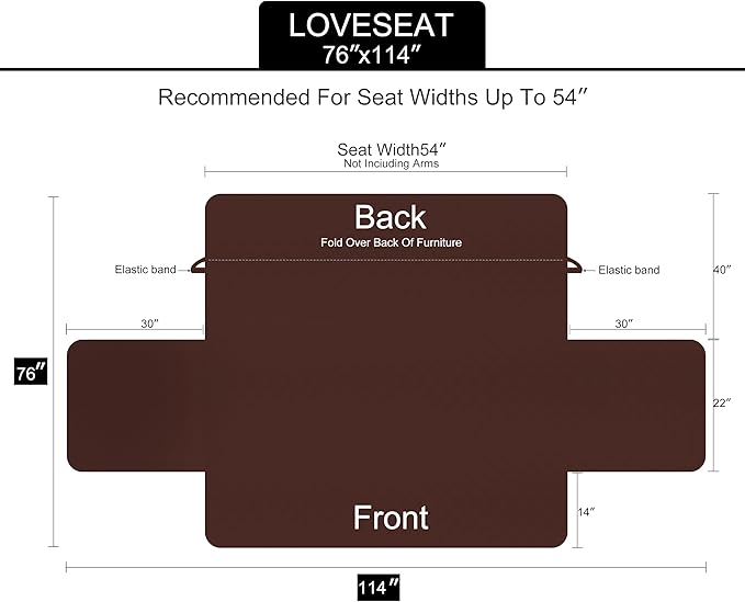 U-NICE HOME Loveseat Sofa Cover Reversible Couch Cover for Dogs with Elastic Straps Water Resistant Furniture Protector for Pets Couch Cover for 2 Cushion Couch (Loveseat, Chocolate/Taupe)