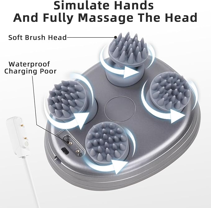 cotsoco Electric Pet Massager for Cats and Dogs Care with 8 Massage Heads, Handheld Cordless Head Scratcher Scalp Massager for Hair Growth, Deep Clean and Stress Relax, Gifts for Women, Men,Pets