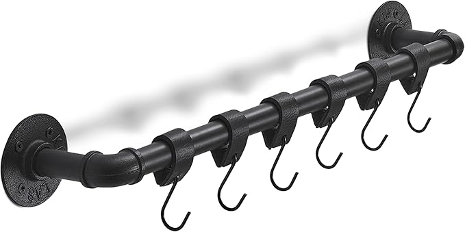 Brute Strength - S Hook with Leather Loop - Black - 4X - 12.5 x 2.5 cm - Coat Hook for Butcher Hooks Leather