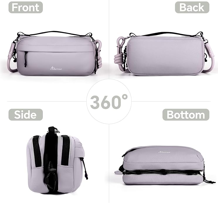 Small Crossbody Travel Bag for Women, Water-Resistant Nylon, RFID Blocking, Organizer with Bottle Slot, Adjustable Rope Strap