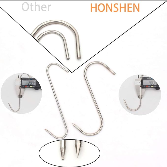 Meat Hooks 6 Inch 4mm S-Hook Stainless Steel Meat Processing Butcher Hook Pot Hooks (6 Inch)