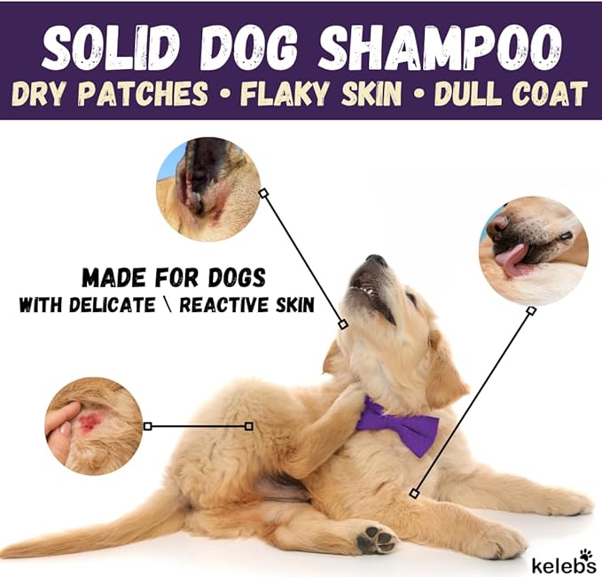 Kelebs Dog Shampoo | Allergies and itching | Dog Shampoo for Sensitive Skin | All Natural Dog Soap Bar with Lavender Oil & Oatmeal | Puppy Shampoo | No Plastic Vegan | 6PCS - Family Pack