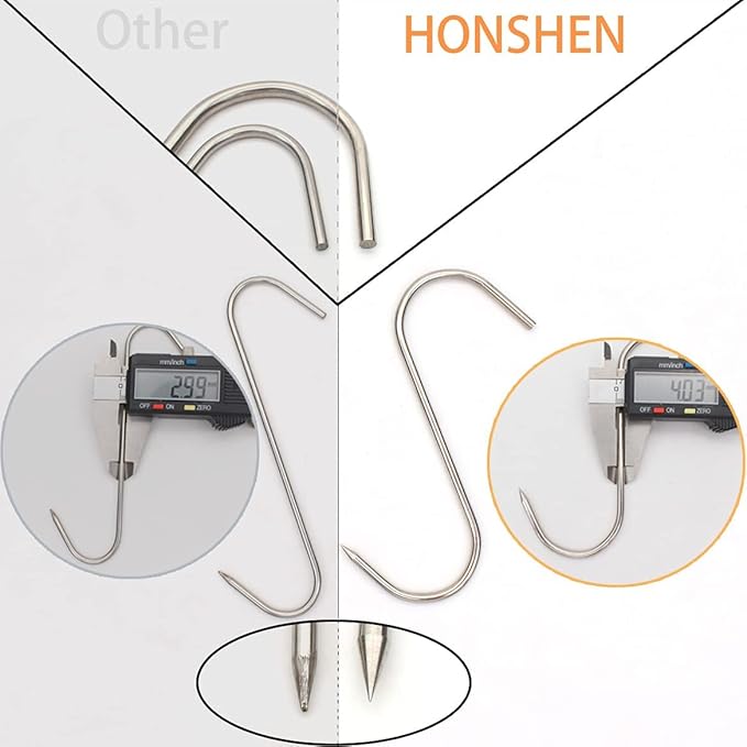 20 pcs 5 Inch Meat Hooks S-Hook, 4mm Stainless Steel Meat Hook for Hanging,Chicken,Hunting,Smoking,Ribs,Fish,Beef,Poultry,Drying BBQ Grill Cooking (20 pcs 5inch Meat Hook)