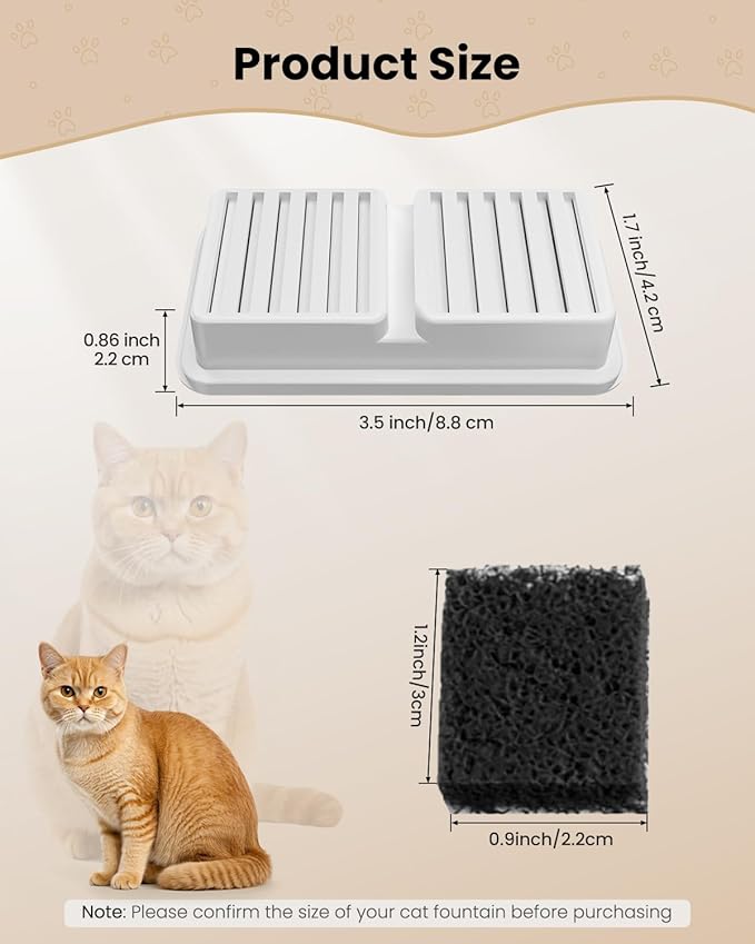 Cat Water Dispenser Filter 6 Pcs - Replacement Cartridge for Cat Water Fountain Pet Fountain Filter with 6 Sponges
