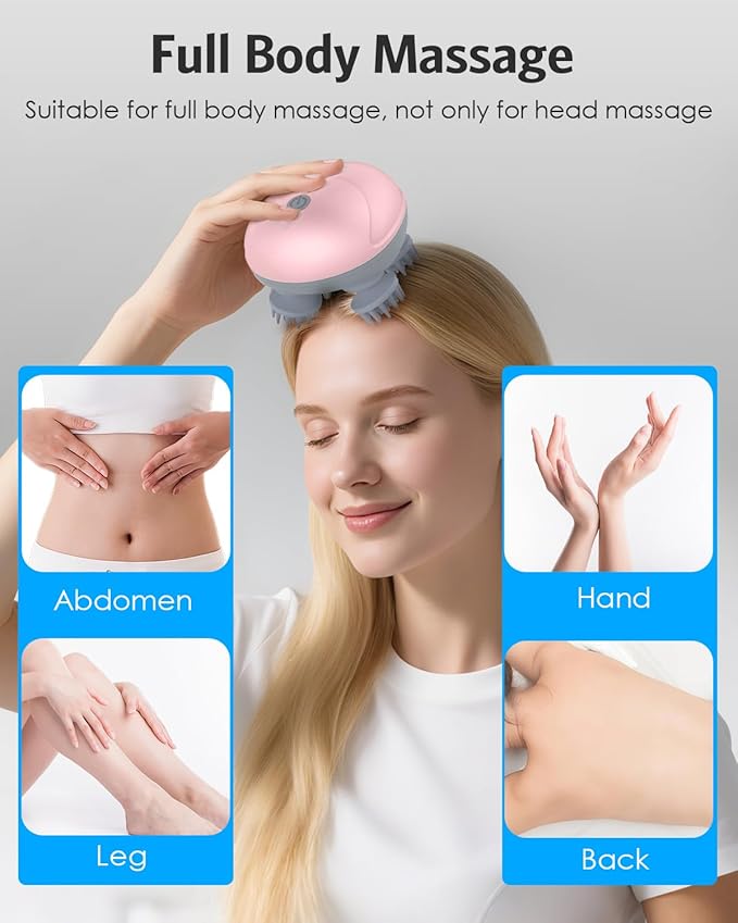 Upgraded Handheld Cat Massager Dog, Electric Pet Massager for Christmas Gifts, with 4 Massage Heads, Cat Head and Back Scratcher for Relieving Tight Stiffness Muscles, Promote Bonding (Pink)