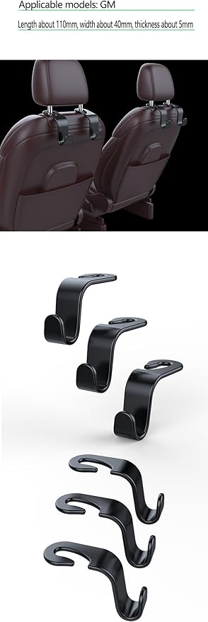 ANULEYO 4 car Hooks for headrests, PE Material seat Back Hooks and Phone Holder, Double Headed Pillow, Wallet Storage, Handbags, Bags (Pink)