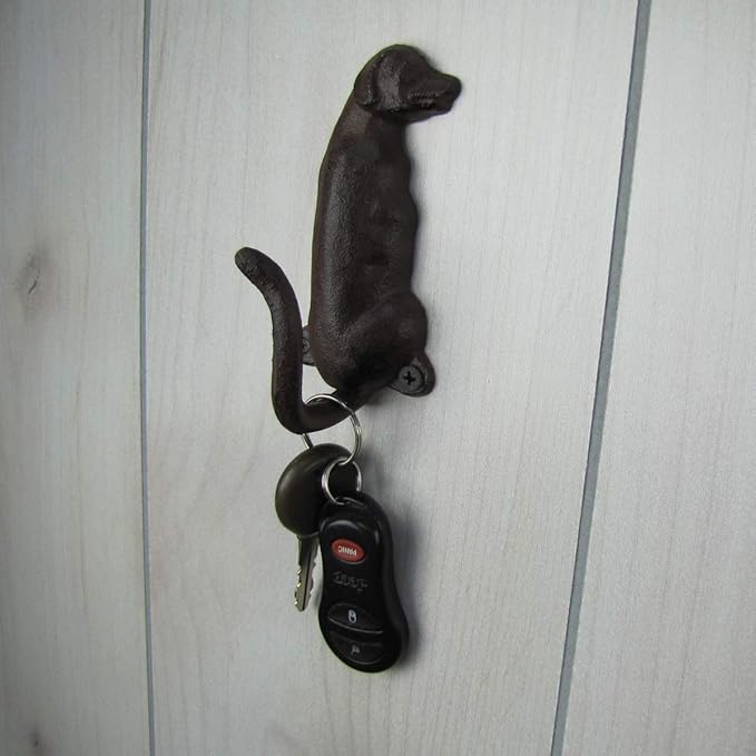 Treasure Gurus Metal Wall Mount Dog Hook Key Hanger Keyring Collar Leash Holder Rustic Pet Decor