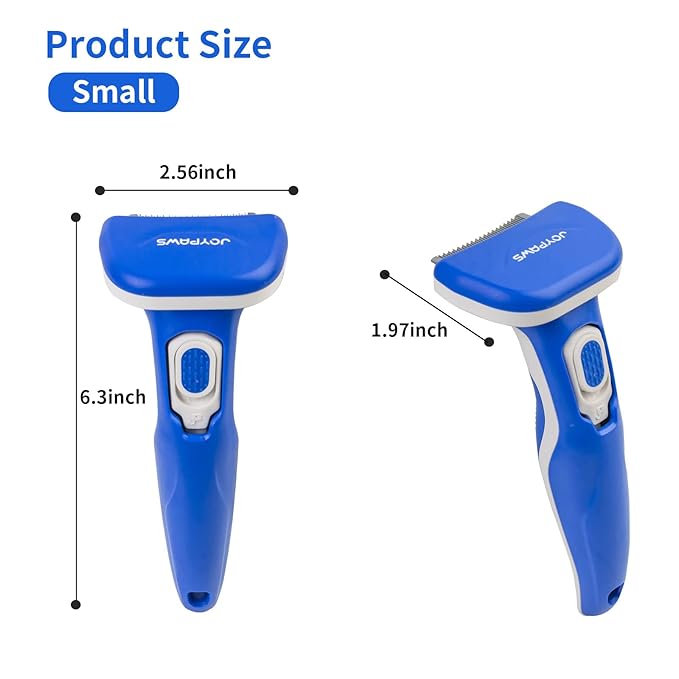Upgraded Pet Self Cleaning Curved Deshedding Tool, Effectively Reduces Shedding by Up to 95%, Professional Grooming Brush for Small Dogs, Cats and Other Small Animals Blue S